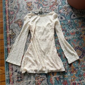 Elegant Cream Long Sleeve Dress